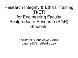 Facilitator: Genevieve Gorrell g.gorrell@sheffield.ac.uk