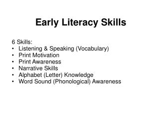 Early Literacy Skills