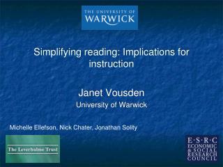 Simplifying reading: Implications for instruction