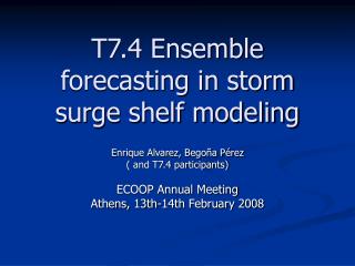 T7.4 Ensemble forecasting in storm surge shelf modeling