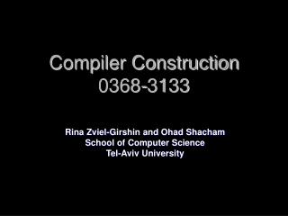 Compiler Construction 0368-3133