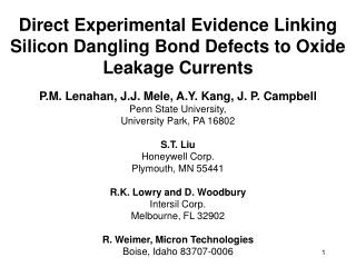 Direct Experimental Evidence Linking Silicon Dangling Bond Defects to Oxide Leakage Currents