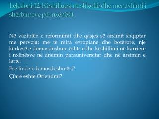 Leksioni 12: Këshilluesi në shkollë dhe menaxhimi i shërbimeve për nxënësit