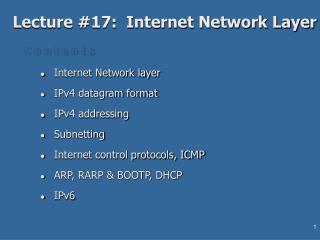 Lecture #17: Internet Network Layer