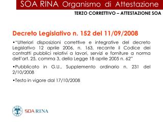 TERZO CORRETTIVO – ATTESTAZIONE SOA