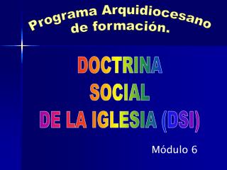 DOCTRINA SOCIAL DE LA IGLESIA (DSI)