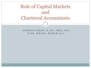 Role of Capital Markets and Chartered Accountants
