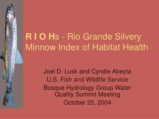 R I O H s - Rio Grande Silvery Minnow Index of Habitat Health