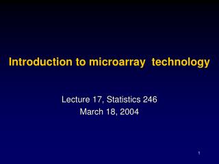 Introduction to microarray technology
