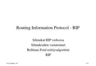 Routing Information Protocol - RIP