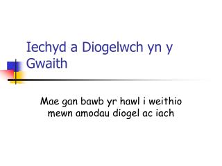 Iechyd a Diogelwch yn y Gwaith