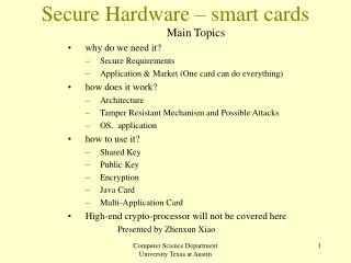 Secure Hardware – smart cards