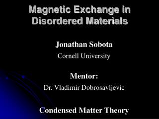 Magnetic Exchange in Disordered Materials