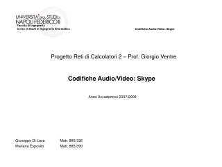Codifiche Audio/Video: Skype