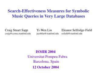 Search-Effectiveness Measures for Symbolic Music Queries in Very Large Databases