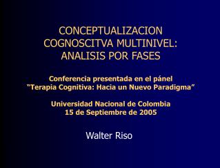 CONCEPTUALIZACION COGNOSCITVA MULTINIVEL: ANALISIS POR FASES Conferencia presentada en el pánel