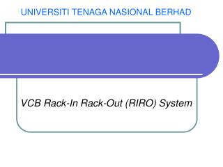 VCB Rack-In Rack-Out (RIRO) System