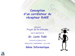 Conception d'un corrélateur du récepteur RAKE