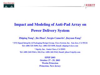 Impact and Modeling of Anti-Pad Array on Power Delivery System