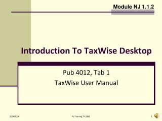 Introduction To TaxWise Desktop