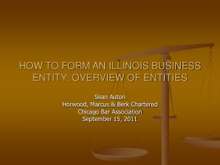 HOW TO FORM AN ILLINOIS BUSINESS ENTITY: OVERVIEW OF ENTITIES