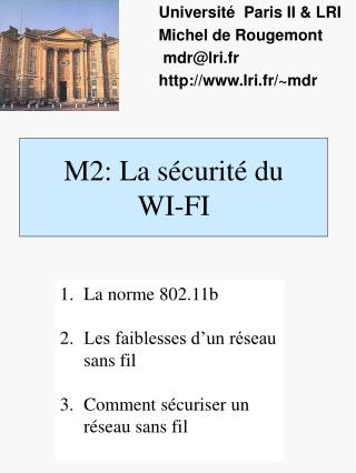 M2: La sécurité du WI-FI