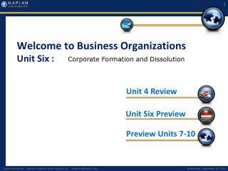 Welcome to Business Organizations Unit Six :