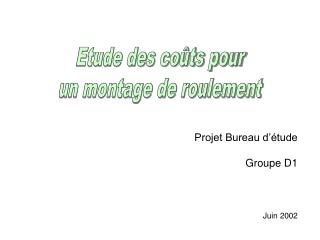 Projet Bureau d’étude Groupe D1 Juin 2002