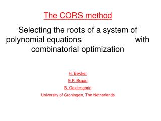 The CORS method