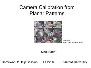Camera Calibration from Planar Patterns