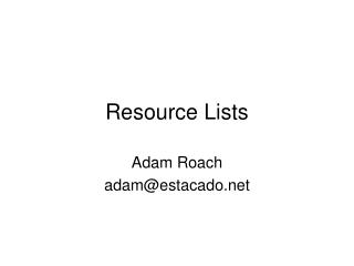 Resource Lists