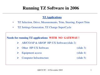 Running TZ Software in 2006