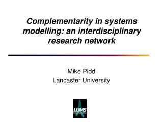 Complementarity in systems modelling: an interdisciplinary research network