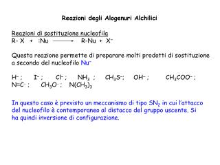 Reazioni degli Alogenuri Alchilici
