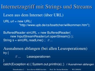 Internetzugriff mit Strings und Streams