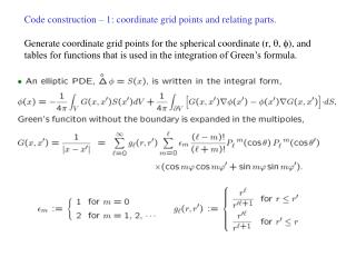 Code construction – 1: coordinate grid points and relating parts.