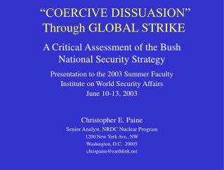 “COERCIVE DISSUASION” Through GLOBAL STRIKE