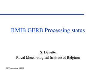 RMIB GERB Processing status