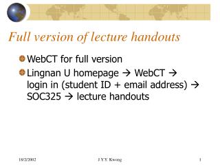Full version of lecture handouts