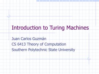 Introduction to Turing Machines