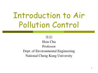Introduction to Air Pollution Control
