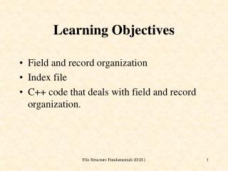 Learning Objectives