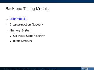 Back-end Timing Models