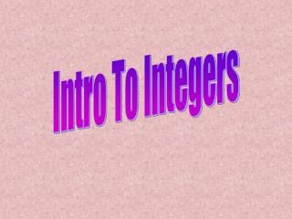 Intro To Integers