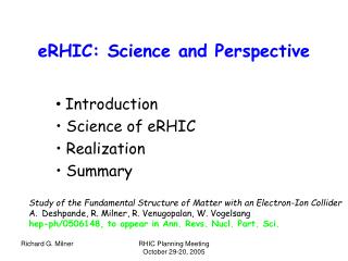 eRHIC: Science and Perspective