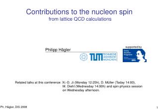 Contributions to the nucleon spin from lattice QCD calculations