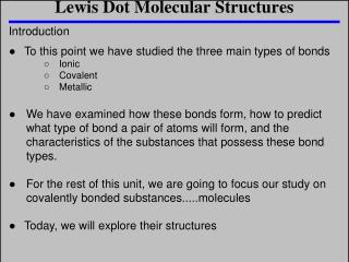 Lewis Dot Molecular Structures