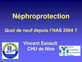 Néphroprotection Quoi de neuf depuis l’HAS 2004 ? Vincent Esnault CHU de Nice