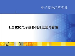 1.2 B2C 电子商务网站运营与管理