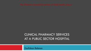 Clinical Pharmacy Services at a public sector hospital